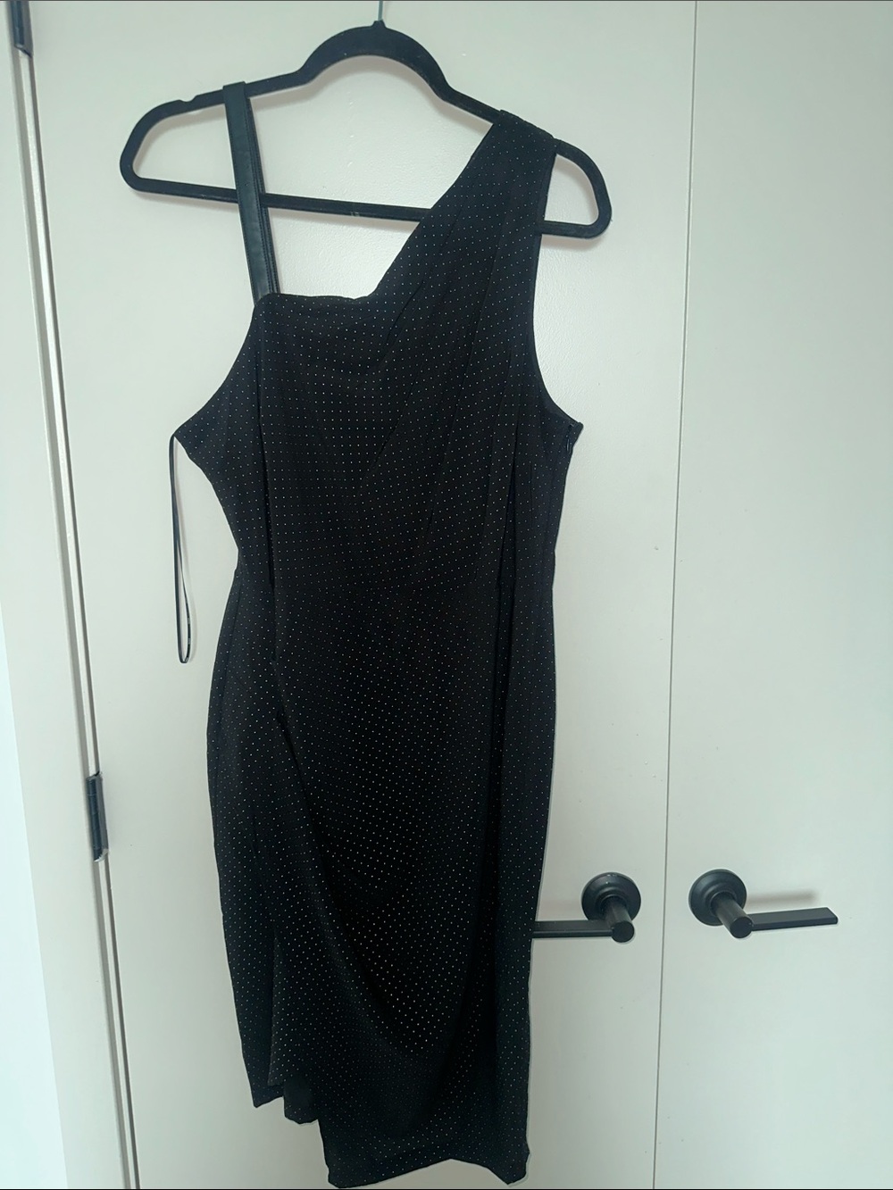 DKNY - Black One-Shoulder Evening Dress with Subtle Sparkle.
